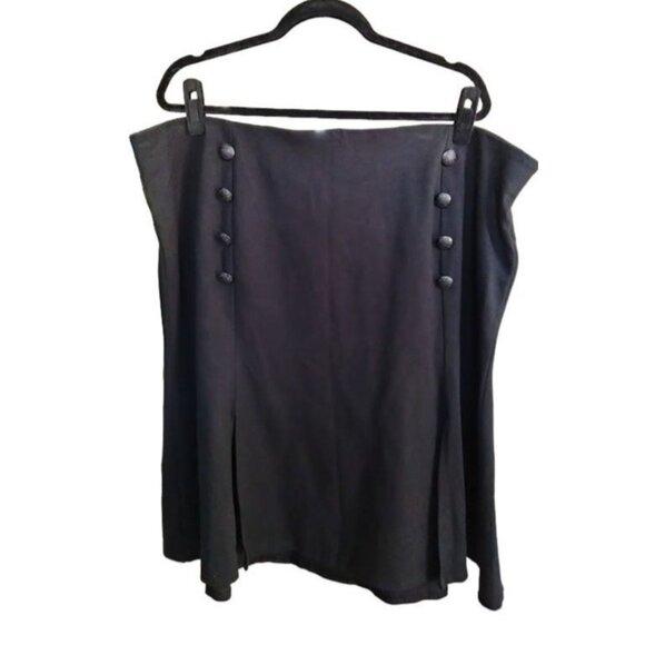 Lane Bryant Black Double Slit Skirt With Button Accents Elastic Waist Size 24 - Picture 2 of 7